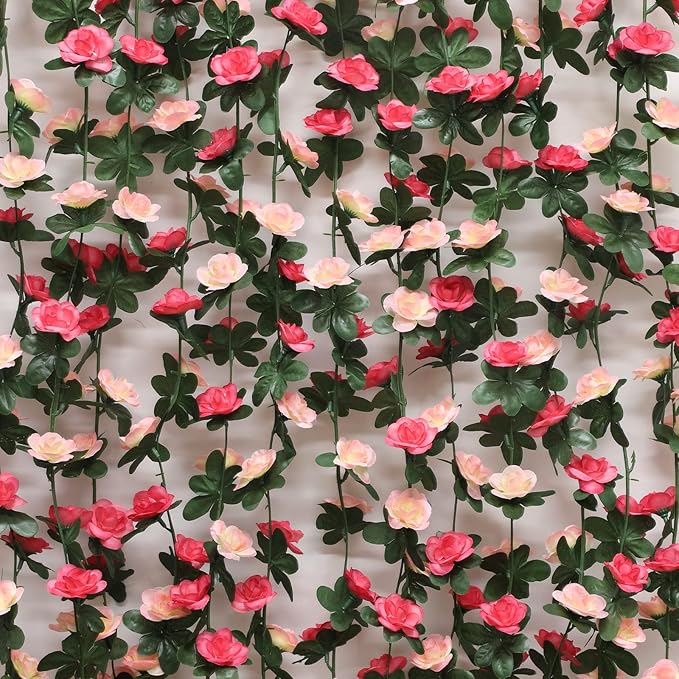 MARTINE MALL Flower Garland Rose Vines, 8 Strands 66Ft Flowers Vines for Bedroom, Rose Flower Garland Decoration, Rose Floral Garland for Room Table Birthday Wedding Party Garden Wall Decor