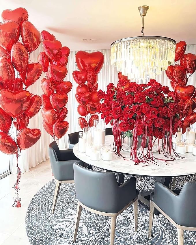 Red Valentine Day Decorations Red Love Balloons Valentines Heart Balloons for Valentines Day Galentines Day Wedding Party Decorations