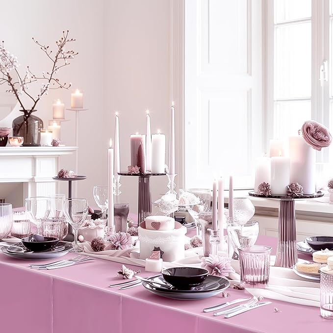 1 Piece Pink Foil Tablecloth 54 * 72inch Plastic Baby Shower Birthday Party Table Cloths Disposable Waterproof Table Cover for Anniversary Bridal Shower Wedding Party Supplies