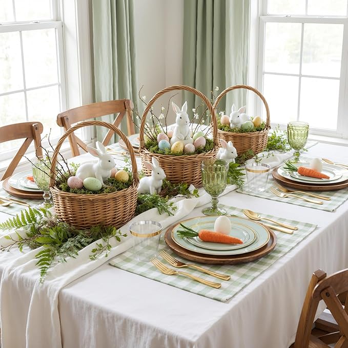 175PCS Sage Green Plastic Plates - Heavy Duty Green Plates Disposable - 25Guests Plastic Dinnerware with Rolled Napkins for Spring/Birthday/Baby Shower/Easter