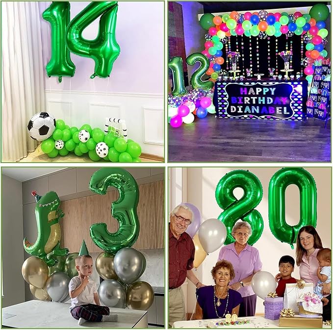 Green Number Balloons, 40 Inch Dark Green Balloon 2.2 Helium Balloon 2nd Birthday for 2 Years Birthday Party Wedding Anniversary Decoration Children Girls Boys