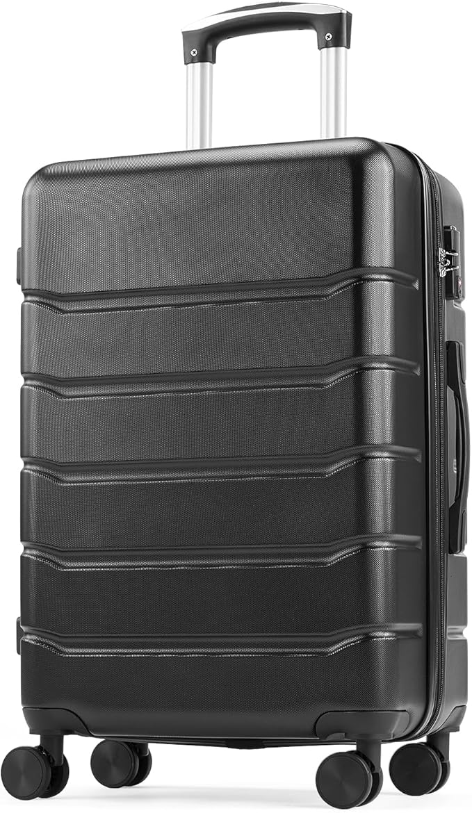 OLIXIS 28 Inch Luggage, Hardside Checked Suitcase with Spinner Wheels, Lightweight ABS Hard Shell Travel Luggage, TSA Approved Lock, Expandable Large Suitcase for Business & Travel–Black