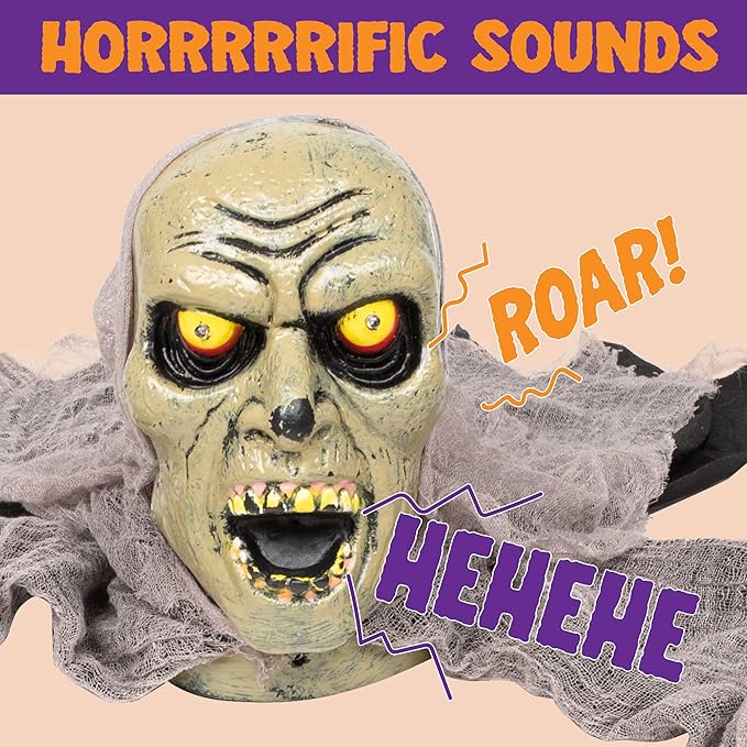 JOYIN Zombie Halloween Decoration Outdoor Groundbreaker with Sound and Flashing Eyes, Scary Halloween Graveyard Decor for Yard Garden, Outside Lawn Haunted House Prop