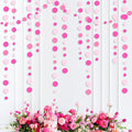 Hot Pink Party Decorations Circle Dots Garland Rose Pink White Hanging Paper Polka Dots Streamer for Birthday Bachelorette Engagement Wedding Baby Bridal Shower Anniversary Minnie Theme Party Supplies