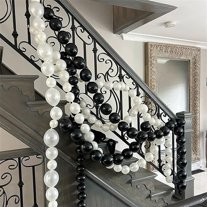 Black and White Quick Link Balloons, 100PCS Latex Linking Balloons for Making Balloon Wall Balloon Arch Balloon Chains and Wedding Birthday Baby Shower Engagement Graduation Party Decorations (6inch)