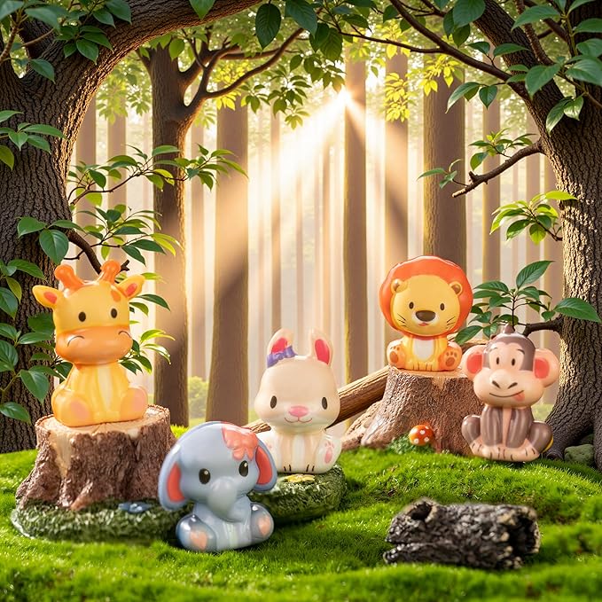 Party Favors for Kids 24PCS Safari Animal Cute Squishy Keychains Toys,Goodie Bag Stuffers, Pinata Stuffers,Birthday Gifts for Boys & Girls,Treasure Chest Prizes,Classroom Prizes for Kids