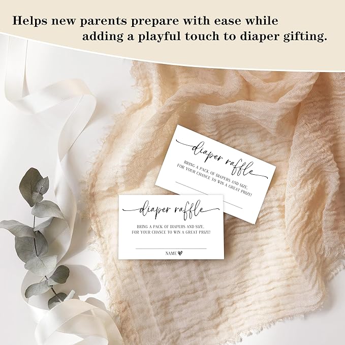 Modern Minimalist Diaper Raffle Game, Diaper Raffle Tickets for Baby Shower, Gender Neutral Tickets for Baby Shower Party Favor Decorations Supplies (1 Sign + 50 Cards) -A01