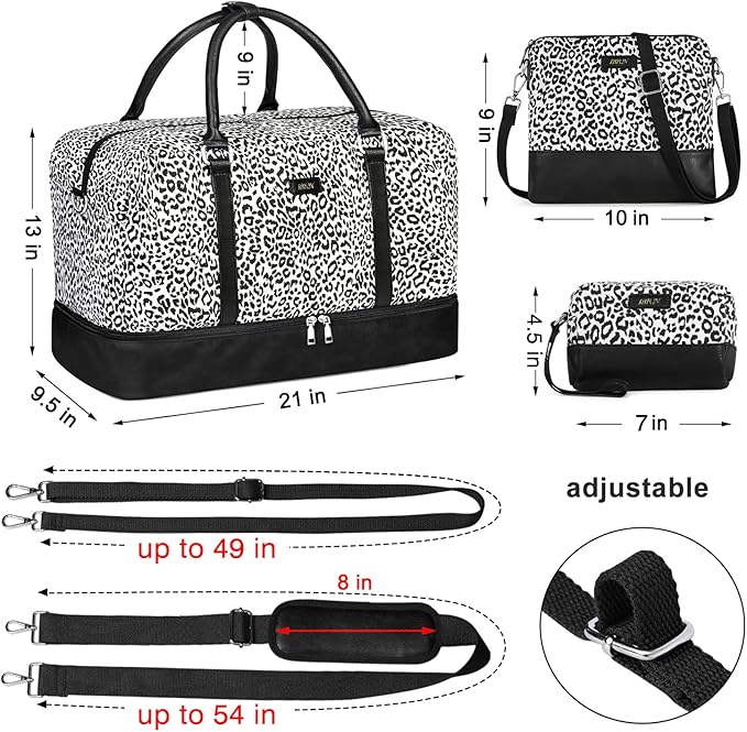 IBFUN Weekender Bags for Women, 21" Weekender Travel Bag, Travel Duffle Bag with Shoe Compartment Carry on Overnight Duffel Bag for Weekend Travel Business Trip, 3PCS