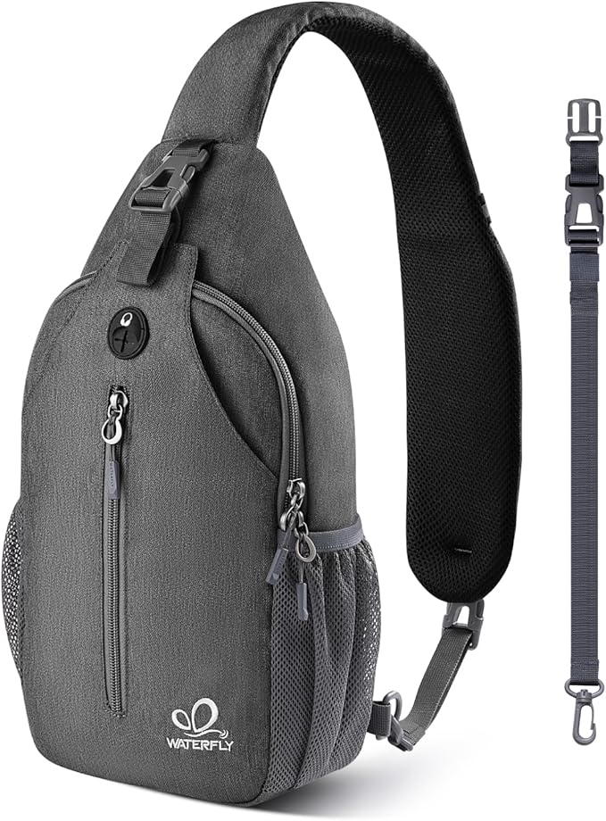 WATERFLY Small Hiking Sling Bag: Crossbody Sling Backpack Chest Bag Daypack for Men Women with Skin-Friendly Shoulder Strap