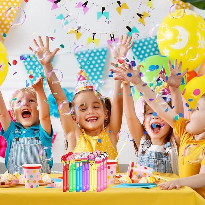 24 Ice Cream Party Favors Bubble Wands for Kids, Mini Bubbles Wand Toys, Summer Ice Cream Theme Birthday Party Supplies Goodie Gift Bag Stuffers Pinata Classroom Prizes