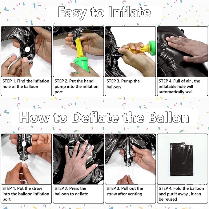 Number Balloons Black Party Balloon - Giant Number 3 Balloon, 40 Inch Large Balloon for Birthday Decorations, Black Party Supplies for Men Women