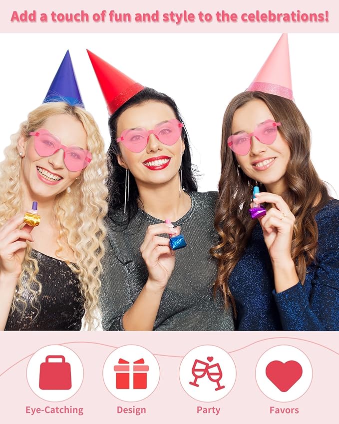 30 Pairs Heart Sunglasses for Women Bulk Transparent Pink Heart Shaped Sunglasses Bachelorette Party Glasses Fun Glasses for Party Favor to Add A Splash of Fun And Style