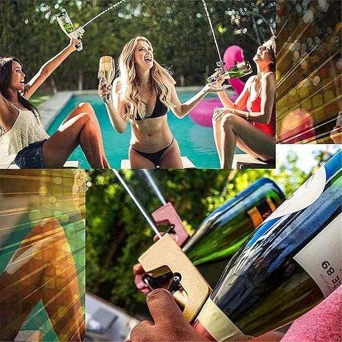 UPOFI Champagne Gun，Champagne Gun for Parties - Lightweight Plastic Sprayer with Adjustable rubber plug，Portable &Safe Beer Shooter for Birthdays, Weddings，Easy Clean & Reusable(Gold)