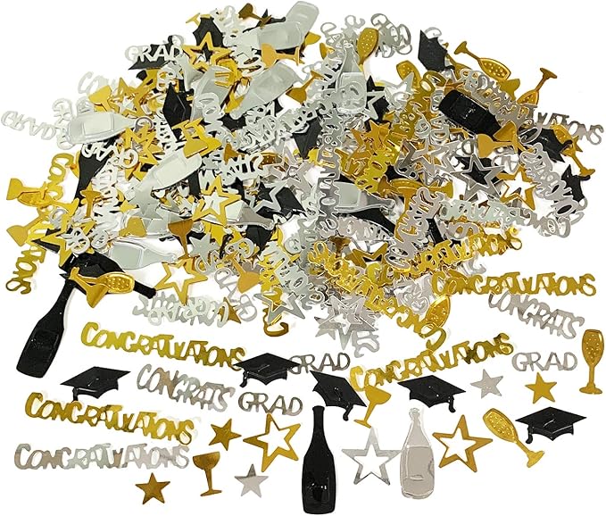 ZERODECO Graduation Decorations, Black and Gold We Are So Proud Of You Banner Paper Pompom Fan Hanging Swirls Graduation Confetti Paper Garland Party Balloons for Grad Party Decoration Supplies