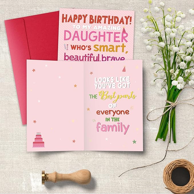 Birthday Card for Daughter, Funny Birthday Card Gift for Adult Daughter from Mom Dad Parents, Heartwarming Greeting to A Wonderful Daughters