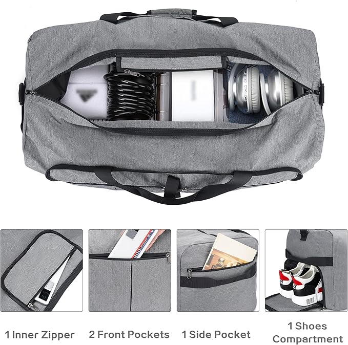 100L Travel Duffle Bag for Men, Urtala 32” Large Duffle Bag for Traveling with Shoe Compartment, Foldable Travel Duffel Bag Weekender Bag Gym Bag for Men Women Waterproof & Tear Resistant (Gray)