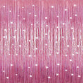 Crosize 4 Pack 3.3 x 9.9 ft Laser Pink Foil Fringe Curtains Party Decorations,Tinsel Curtain Backdrop for Parties, Door Streamers, Glitter Streamer Backdrop for Birthday Decoration