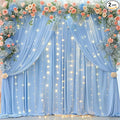 Blue Backdrop Curtains with Lights for Parties,10x10FT Wrinkle Free Polyester Wedding Photo Backdrop Curtains for Baby Shower Birthday Ceremony Reception Home Party Decorations-5ft x 10ft,2 Panels