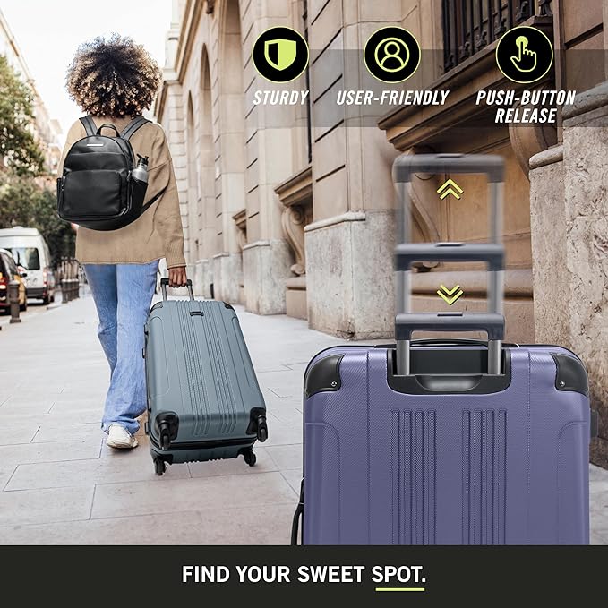 Kenneth Cole REACTION Out of Bounds Lightweight Hardshell 4-Wheel Spinner Luggage, Smokey Purple, 28-Inch Checked