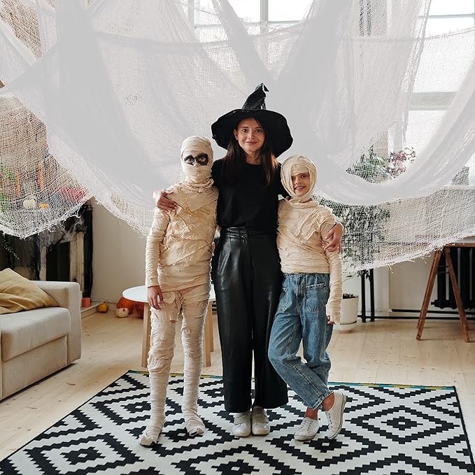 Watayo 500 x 39 Inch Large Size Halloween Spooky Cheese Cloth, Halloween White Scary Creepy Cloth, Windows Doorways Cover Gauze for Halloweens Haunted House Party Decor