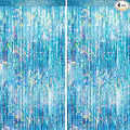 4 Packs Blue Foil Fringe Curtain, Light Blue Glitter Metallic Tinsel Backdrop for Birthday, Wedding, Baby Shower, Bachelorette, Ocean, Princess Party Decorations Supplies