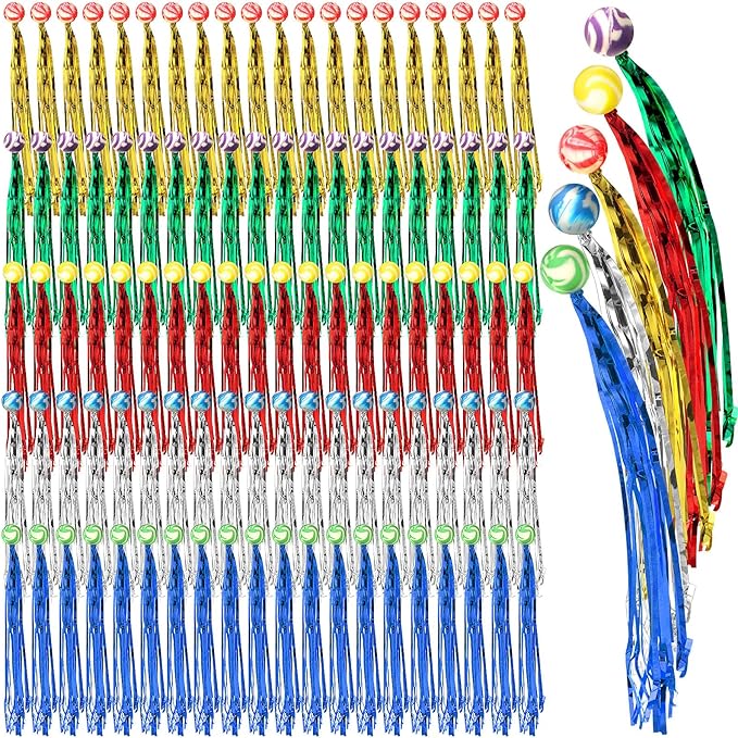 Leyndo 300 Pcs Colorful Streamer Balls Rubber Comet Ball Decorations for Party Favors, Goodie Bag Stuffers,Piñata Fillers, Assorted Colors