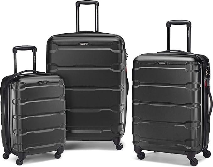 Samsonite Omni PC Hardside Expandable Luggage with Spinner Wheels, Black, 3-Piece Set (20/24/28)