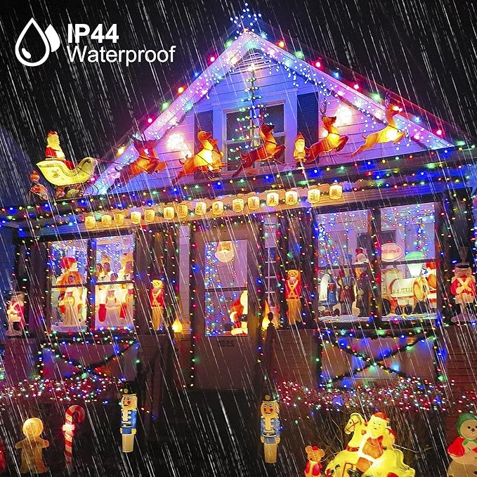 weillsnow 500 LED Multicolor Outdoor Christmas Lights, 164Ft Plug in Waterproof String Lights, 8 Modes with Memory for Outdoor Indoor Garden Halloween Christmas Decorations (Multicolor)
