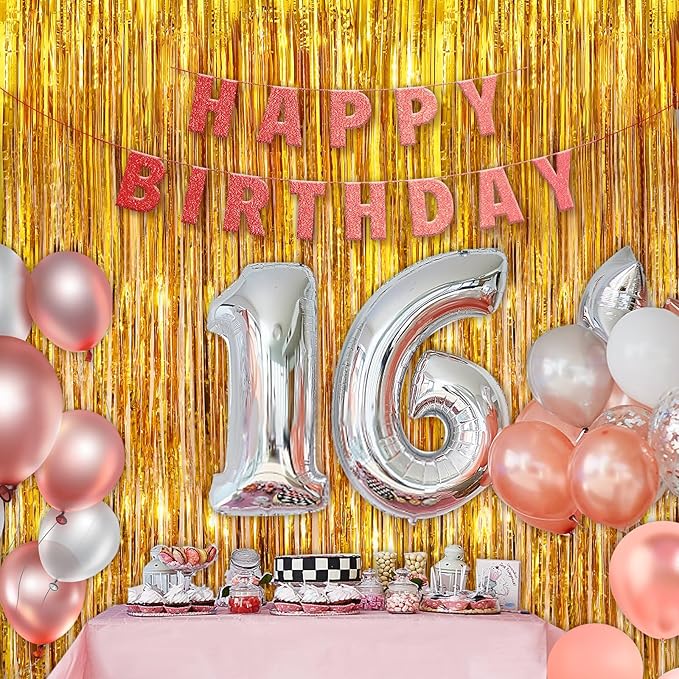 Gold Metallic Tinsel Foil Fringe Curtains, 2 Pack 3.3x8.3 Feet Party Streamer Curtains for Birthday Party Decorations, Halloween Decor, Foil Curtain Backdrop for Bachelorette Party