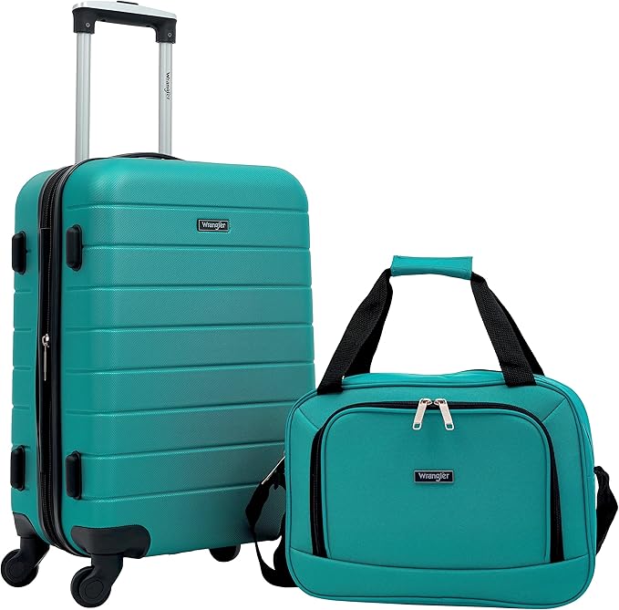 Wrangler Smart Spinner Hardside Luggage, 2 Piece Set, Teal