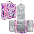 PAVILIA Toiletry Bag Travel Bag for Women Men, Hanging Cosmetic Organizer, Water Resistant Makeup Bag for Accessories Toiletries, Large Travel Essentials Kit (Floral Pink)