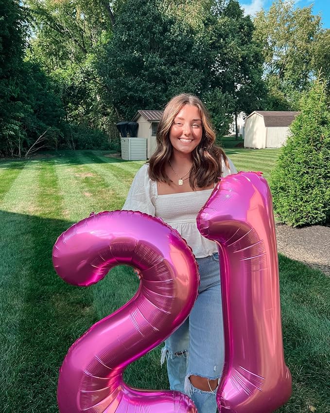 Pink 2 Balloon, Number Balloons 40 Inch, 2nd Balloon Number Birthday Decorations, Second Two Birthday Party Supplies, Number 2 Balloon