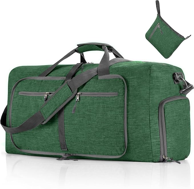 Vomgomfom 65L/85L/115L Foldable Travel Duffle Bag, Lightweight Checked Luggage with Shoe Compartment, Water-Resistant Weekender Overnight Bag for Men & Women