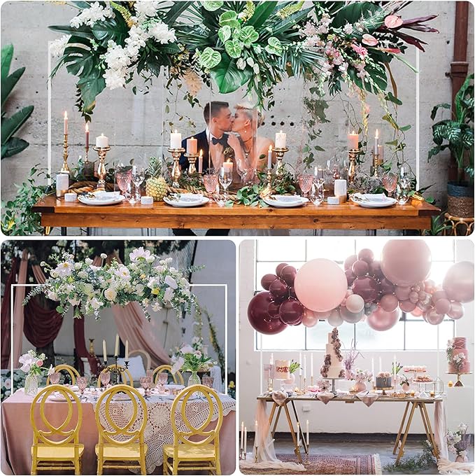 Putros Over The Table Rod Stand with Clamps White 13"-42'' Tall 29"-98" Length Set of 2 Adjustable Metal Table Hanging Rod Stand for Party Wedding Anniversary Christmas Decoration
