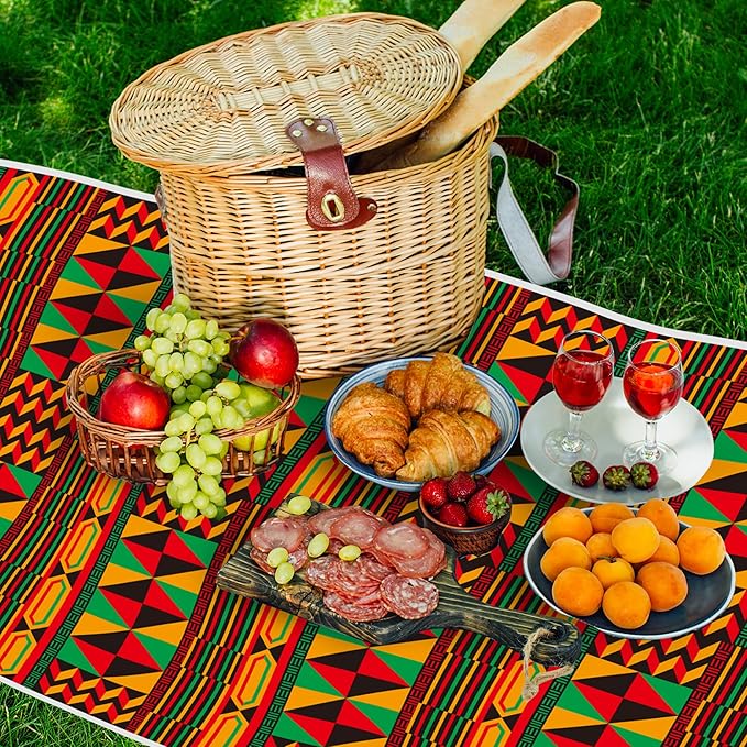 3 Packs Happy Kwanzaa Happy Juneteenth Tablecloth Decorations, African Disposable Waterproof Plastic Striped Checkered Table Covers, Afro Tablecloths for African-American Party Favor Supplies
