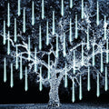 TW SHINE White Christmas Meteor Shower Lights Outdoor, 288LED 12" 8 Tubes Waterproof Christmas Lights Outdoor Plug in, Snow Falling Rain Icicle Xmas Light Decorations, White