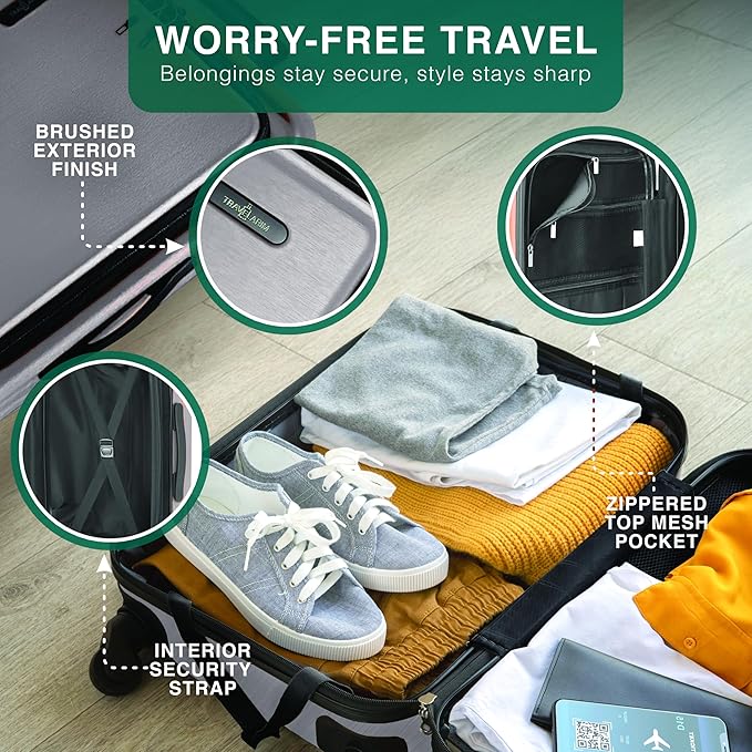 TRAVELARIM Luggage Sets 3 Piece, 20 Inch Carry on Luggage and 28 Inch Suitcases with Wheels Spinner, Durable Hard Shell Suitcase Set, Expandable Travel Suitcase, Grey