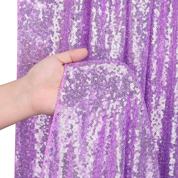B-COOL Sequin Backdrop Curtains 2 Packs 5ftx8ft Lavender Sparkle Backdrop Fabric Glitter Photography Drapes for Party Wedding Birthday Decoration