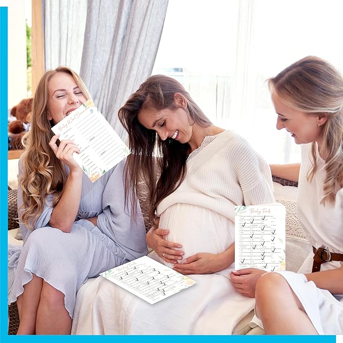 55PCS Baby Shower Games, Word Scramble & Trivia Facts with Answer Keys Double-sided Game Card Fun Baby Shower Party Games Gender Neutral for Girls or Boys