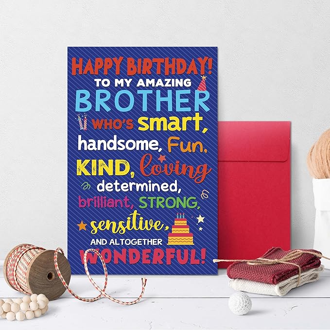 Funny Brother Birthday Card, Best Brother Greeting from Sisters or Brothers, Heartfelt Appreciative Birthday Card Gift for Him Men