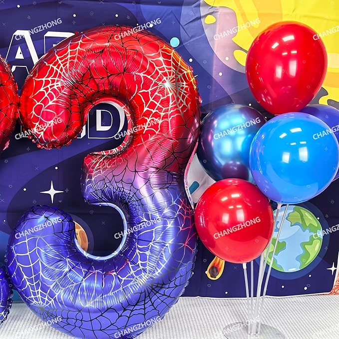 40 Inch Spider Theme Large Number 6 Balloon Giant Foil Birthday Balloon For Children's Birthday Party Decorations Spider Party Boy or Girl 6 Th Birthday