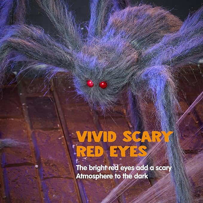 JOYIN 2 Pack 5 Ft Halloween Outdoor Decorations Hairy Gray Spider, Scary Fake Giant Large Spider Haunted House Props, Halloween Lawn Porch Yard Garden Tree Decorations Party Indoor Decor