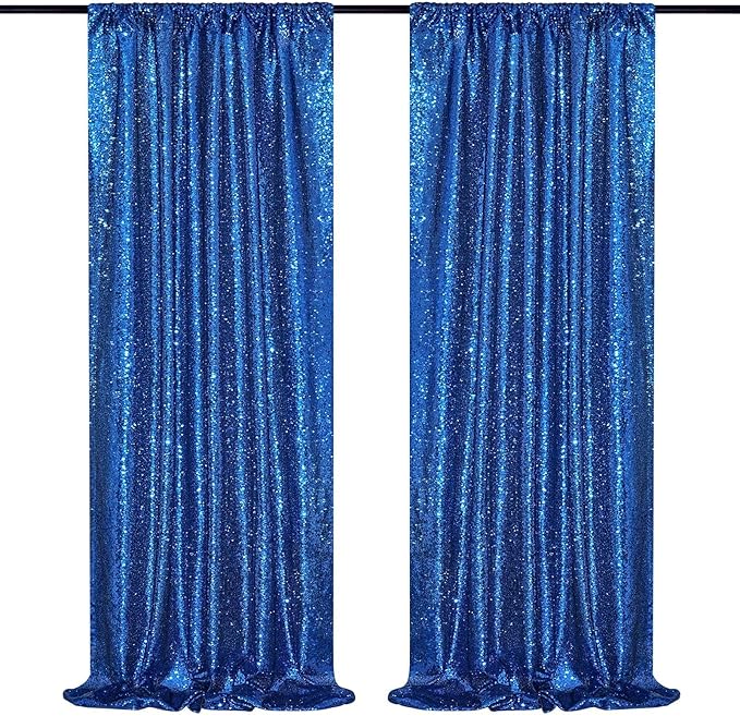 B-COOL Backdrop Curtain Sequin Decor: 6 Panels 2ftx8ft Curtain Drapes Royal Blue for Parties Decorations