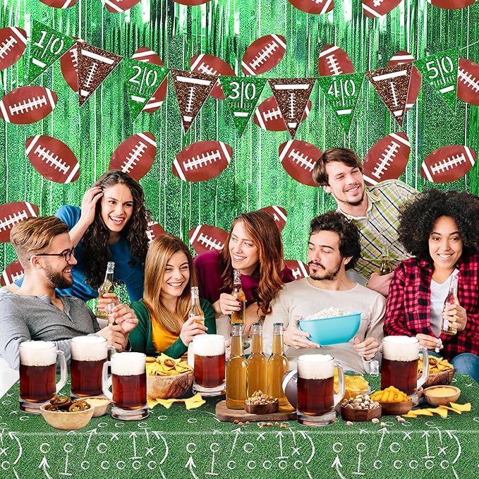 MYUPDALIN 3 Pack Football Party Decorations Football Birthday Decorations Foil Fringe Curtain Backdrop Decorations Photo Props