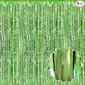 3 Pack Light Green Foil Fringe Curtains Backdrop, 3.28 x 8.2 Ft Metallic Streamers Tinsel Curtains Background for Photo Booth, Birthday, Halloween, Christmas, Thanksgiving, New Year Party Decorations