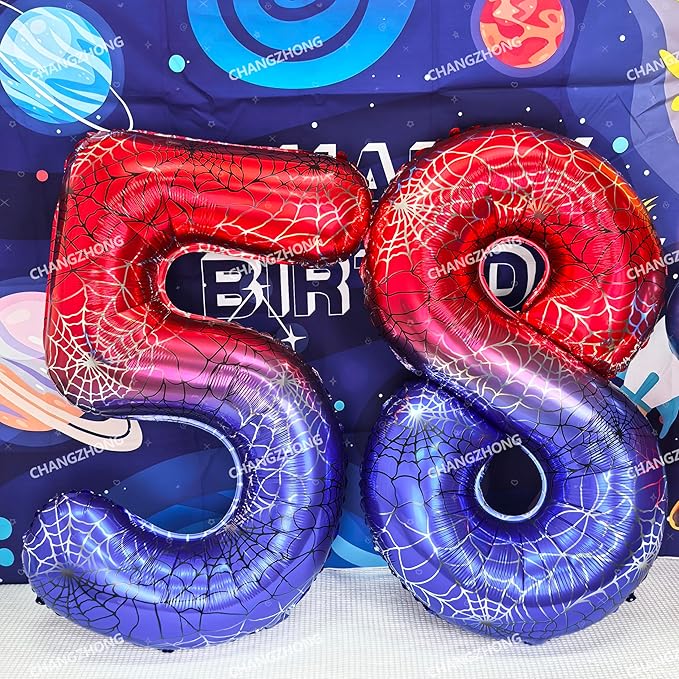 40 Inch Spider Theme Large Number 6 Balloon Giant Foil Birthday Balloon For Children's Birthday Party Decorations Spider Party Boy or Girl 6 Th Birthday