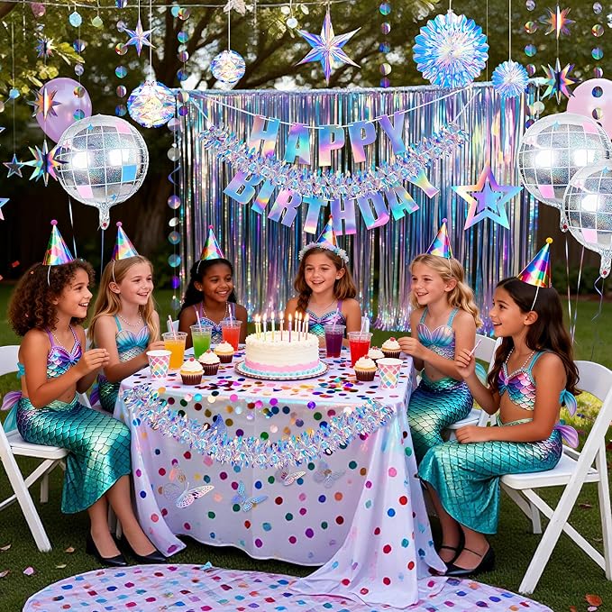 BTSD-home 6 Pack Iridescent Disco Ball Foil Balloons Iridescent Party Decorations 22 Inch Large Holographic Mirror Ball for Disco 70s 80s 90s Bachelorette Party Decor Balloon Arch Supplements