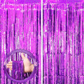 2 Pack Purple Tinsel Foil Fringe Curtains, Purple Party Decorations, Metallic Tinsel Party Streamers Backdrop for Halloween Mermaid Bachelorette Graduation Party Decorations
