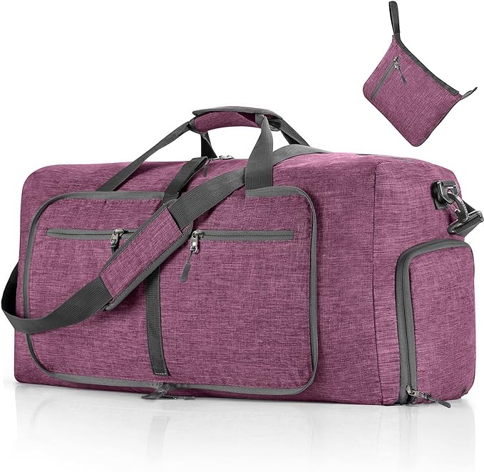 Vomgomfom 65L/85L/115L Foldable Travel Duffle Bag, Lightweight Checked Luggage with Shoe Compartment, Water-Resistant Weekender Overnight Bag for Men & Women