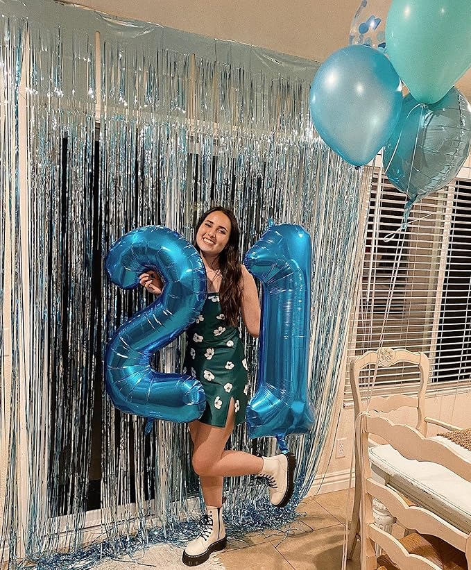 40 Inch Metallic Blue Number 1 Balloon, Giant Number 1 Balloons for 11th 12th 21st Birthday Decorations, Party Supplies for Baby Boy Girl, Metallic Blue Party Decor